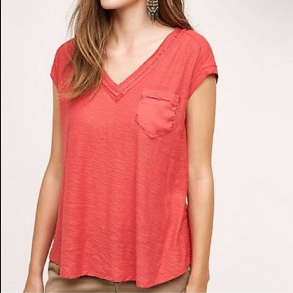 Anthropologie Postmark V-Neck Plaza Pocket Tee